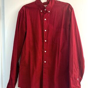 J Crew Button Down Shirt - Red w/ White Microdot - Size L